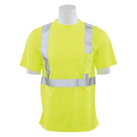 Deltaplus Hi-Vis Short-Sleeve Shirt, Class 2, Type R, 100% Polyester Birdseye Mesh with Moisture Wicking, M 62181