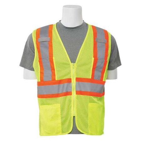 Deltaplus Vest, Hi-Viz, Lime, Contrasting Trim, XL 61817