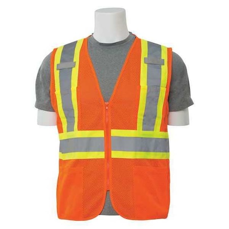 Deltaplus Vest, Hi-Viz, Orange, Contrasting Trim, M 61823