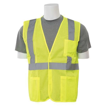 Deltaplus Vest with Pockets, Economy, Hi-Viz, Lime, L 61630