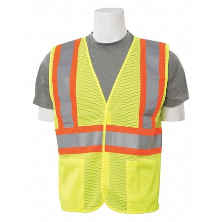 Deltaplus Vest, Hi-Viz, Lime, Contrasting Trim, 4XL, Size: 4Xl 14618