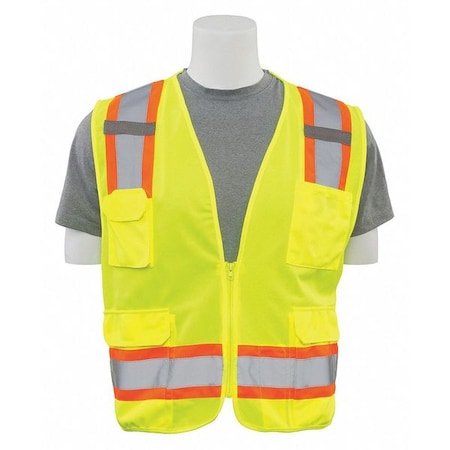 Deltaplus Safety Vest, ANSI, Hi-Viz, Lime, L 62152