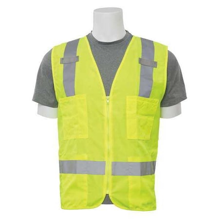 Deltaplus Safety Vest, Zipper, Hi-Viz, Lime, M WEL61200HLMD