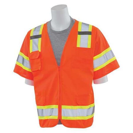 Deltaplus Safety Vest, Mesh, Solid, Hi-Viz, Orange, 5XL 65054