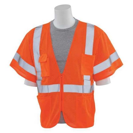 Deltaplus Safety Vest, Mesh, Hi-Viz, Orange, M 61936