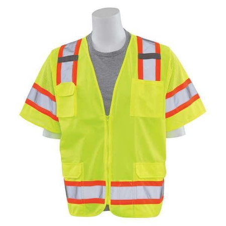Deltaplus Safety Vest, Mesh, Solid, Hi-Viz, Lime, 3XL 65044