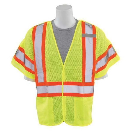 Deltaplus Safety Vest, Break-Away, Hi-Viz, Lime, 5XL 63253