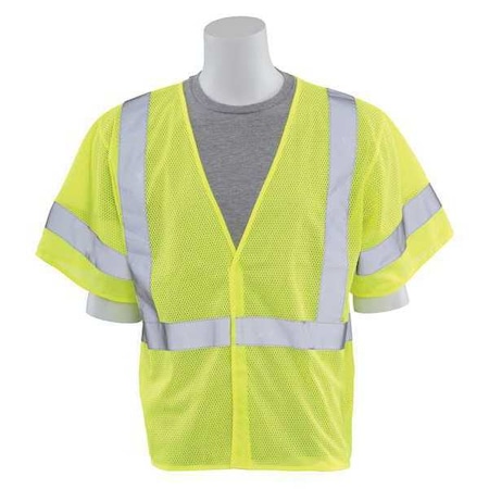 Deltaplus Safety Vest, Reflctve Trim, HiViz, Lime, 4XL 14555