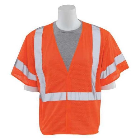 Deltaplus Safety Vest, No Pockets, Hi-Viz, Orange, M 14558