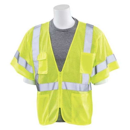 Deltaplus Safety Vest, Mesh, Hi-Viz, Lime, 2XL, Standards: ANSI/ISEA 107 Class 3 61890