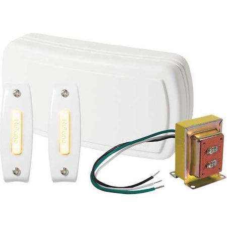 Broan-Nutone Doorbell, 2 Lighted Pushbutton, 1 Transformer BK125LWH