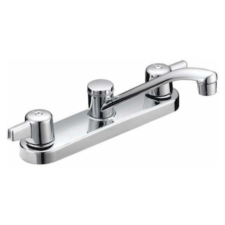 B & K 8" Mount, 4 Hole Kit Faucet, 2 Round Handle, Less Spray, Rnd 222-405H