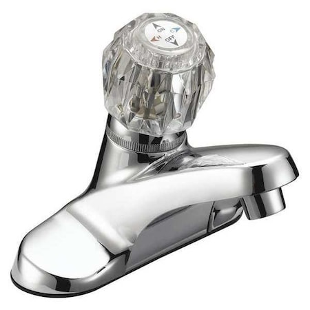 B & K Single Handle Faucet, Rnd Acrylic, Chrome, w/Less Pop Up, Chrome plated 222-328
