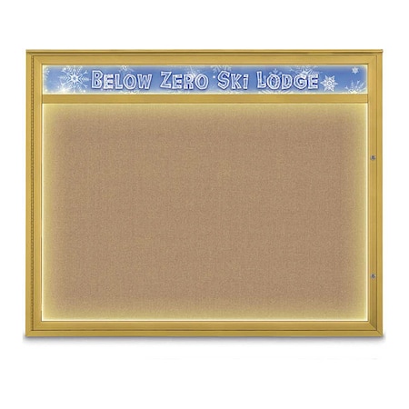 United Visual Products Corkboard, Buff/Gold, 60"x48" UV452HILED2PLUS-GOLD-BUFF