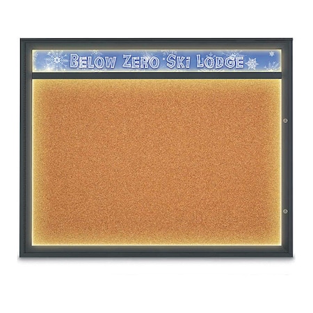 United Visual Products Corkboard, Cork/Black, 60"x48" UV452HILED2PLUS-BLACK-CORK
