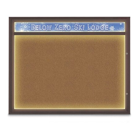 United Visual Products Corkboard, Synthetic Cork/Bronze, 60"x48" UV452HILED2PLUS-BRONZE-FORBO