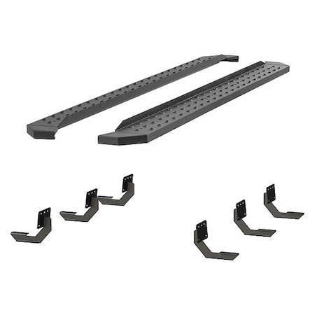 Aries 6-1/2" W Black Powder Coated Steel Running Boards 2055549