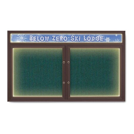 United Visual Products Corkboard, Dark Spruce/Bronze, 60"x36" UV452HILEDPLUS-BRONZE-DRKSPR