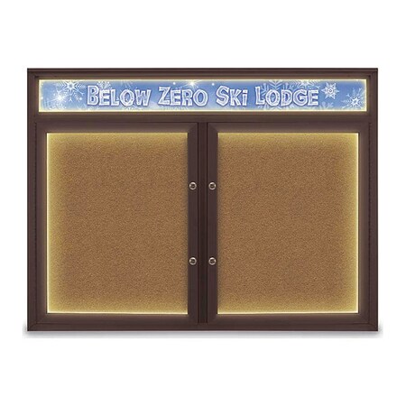 United Visual Products Corkboard, Synthetic Cork/Bronze, 48"x36" UV451HILEDPLUS-BRONZE-FORBO