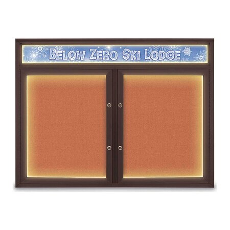 United Visual Products Corkboard, Apricot/Bronze, 48"x36" UV451HILEDPLUS-BRONZE-APRICOT