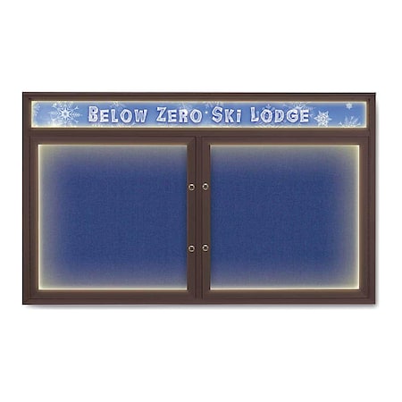 United Visual Products Corkboard, Cobalt Accent/Bronze, 60"x36" UV452HILEDPLUS-BRONZE-COBACC
