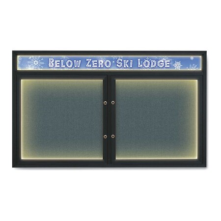 United Visual Products Corkboard, Blue Spruce/Black, 60"x36" UV452HILEDPLUS-BLACK-BLSPRU