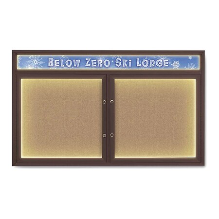 United Visual Products Corkboard, Buff/Bronze, 60"x36" UV452HILEDPLUS-BRONZE-BUFF