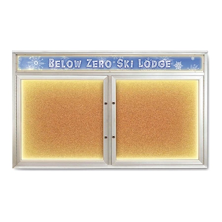 United Visual Products Corkboard, Cork/Satin, 60"x36" UV452HILEDPLUS-SATIN-CORK