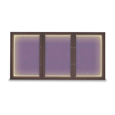 United Visual Products Corkboard, Amethyst/Bronze, 72"x36" UV418ILEDPLUS-BRONZE-AMETHY