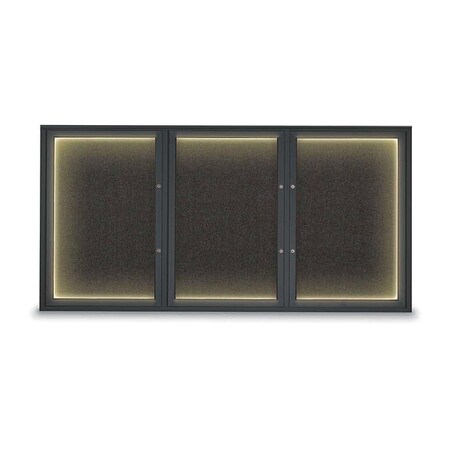 United Visual Products Corkboard, Black/Black, 72"x36" UV418ILEDPLUS-BLACK-BLACK