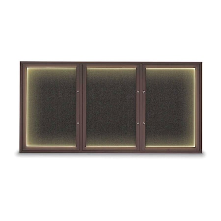 United Visual Products Corkboard, Black/Bronze, 72"x36" UV418ILEDPLUS-BRONZE-BLACK