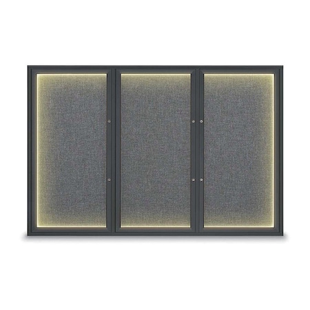 United Visual Products Corkboard, Medium Grey/Black, 72"x48" UV419ILEDPLUS-BLACK-MEDGRY