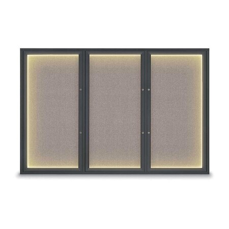 United Visual Products Corkboard, Pearl/Black, 72"x48" UV419ILEDPLUS-BLACK-PEARL