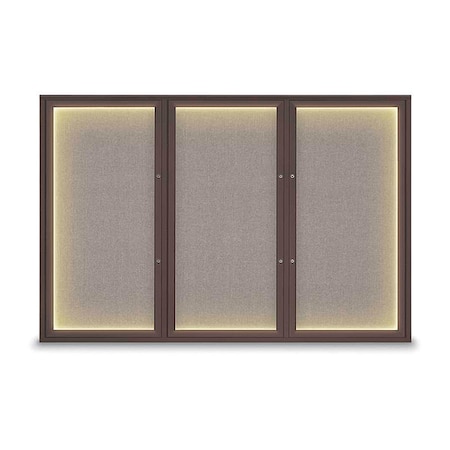 United Visual Products Corkboard, Pearl/Bronze, 72"x48" UV419ILEDPLUS-BRONZE-PEARL