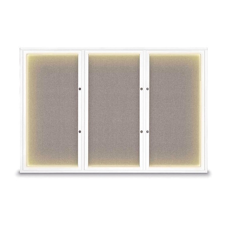 United Visual Products Corkboard, Pearl/White, 72"x48" UV419ILEDPLUS-WHITE-PEARL