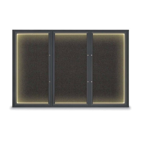 United Visual Products Corkboard, Black/Black, 72"x48" UV419ILEDPLUS-BLACK-BLACK