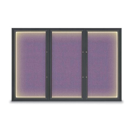 United Visual Products Corkboard, Amethyst/Black, 72"x48" UV419ILEDPLUS-BLACK-AMETHY