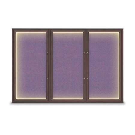 United Visual Products Corkboard, Amethyst/Bronze, 72"x48" UV419ILEDPLUS-BRONZE-AMETHY