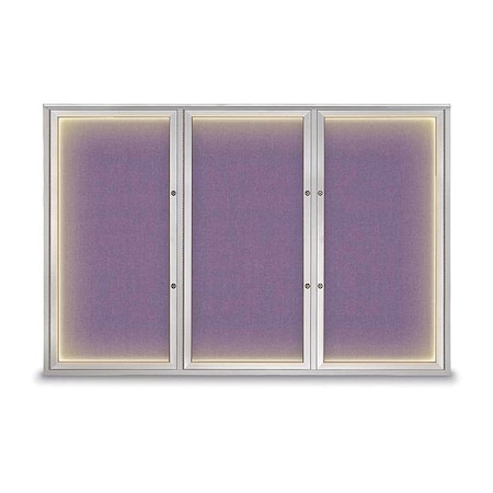 United Visual Products Corkboard, Amethyst/Satin, 72"x48" UV419ILEDPLUS-SATIN-AMETHY