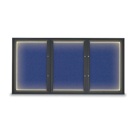 United Visual Products Corkboard, Cobalt Accent/Black, 72"x36" UV418ILEDPLUS-BLACK-COBACC