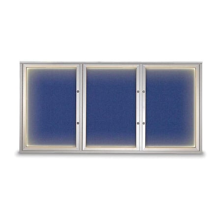 United Visual Products Corkboard, Cobalt Accent/Satin, 72"x36" UV418ILEDPLUS-SATIN-COBACC