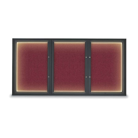 United Visual Products Corkboard, Deep Burgundy/Black, 72"x36" UV418ILEDPLUS-BLACK-DBURGU