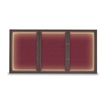 United Visual Products Corkboard, Deep Burgundy/Bronze, 72"x36" UV418ILEDPLUS-BRONZE-DBURGU