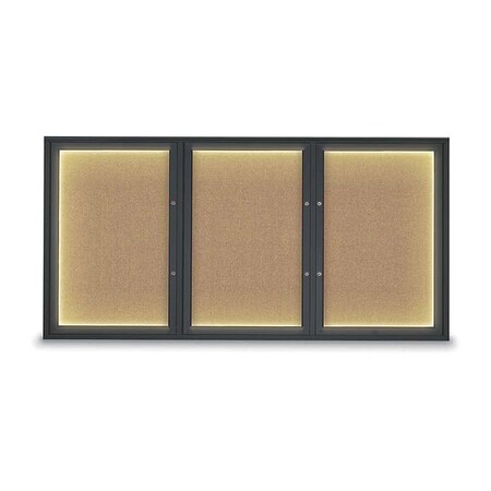 United Visual Products Corkboard, Buff/Black, 72"x36" UV418ILEDPLUS-BLACK-BUFF