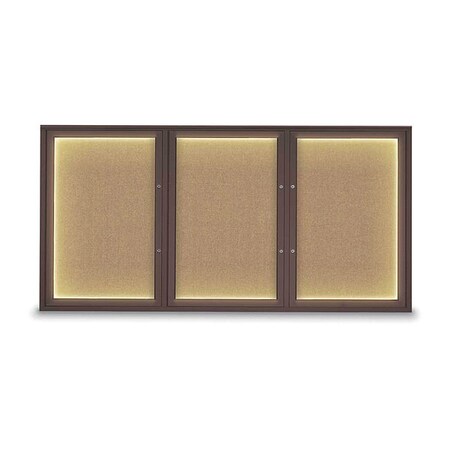 United Visual Products Corkboard, Buff/Bronze, 72"x36" UV418ILEDPLUS-BRONZE-BUFF
