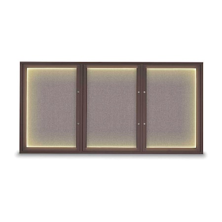 United Visual Products Corkboard, Surf/Bronze, 72"x36" UV418ILEDPLUS-BRONZE-SURF