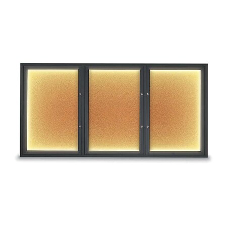 United Visual Products Corkboard, Cork/Black, 72"x36" UV418ILEDPLUS-BLACK-CORK
