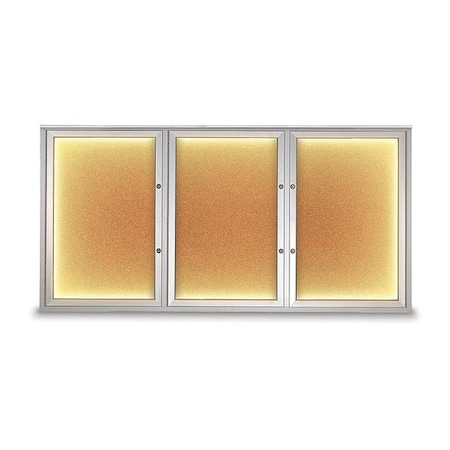 United Visual Products Corkboard, Cork/Satin, 72"x36" UV418ILEDPLUS-SATIN-CORK