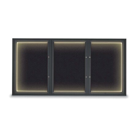 United Visual Products Corkboard, Rubber/Black, 72"x36" UV418ILEDPLUS-BLACK-RUBBER