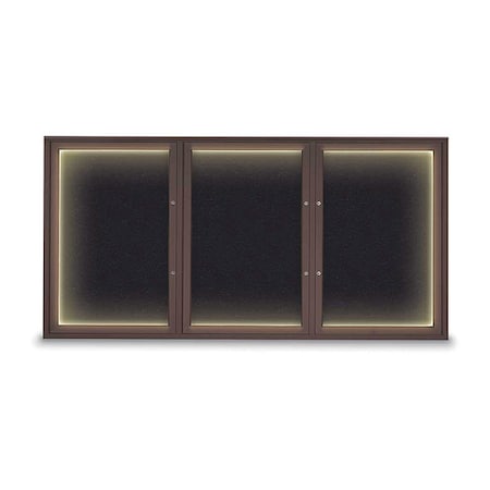 United Visual Products Corkboard, Rubber/Bronze, 72"x36" UV418ILEDPLUS-BRONZE-RUBBER